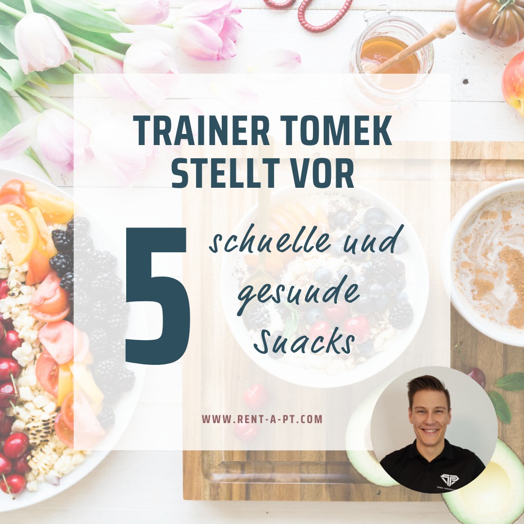5 gesunde und schnelle vegane Snacks auf einem Mood Bild mit foto von RAPT Personal Trainer Tomek Jönsson-Fonkiewicz